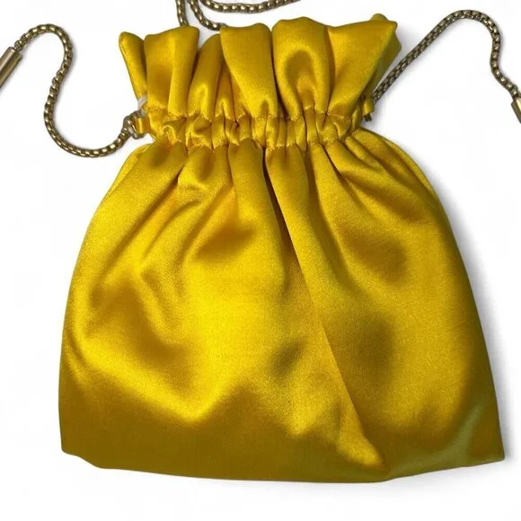 Zimmermann Women's Gathered Satin Pouch - Sunflower Yellow/Gold NWT